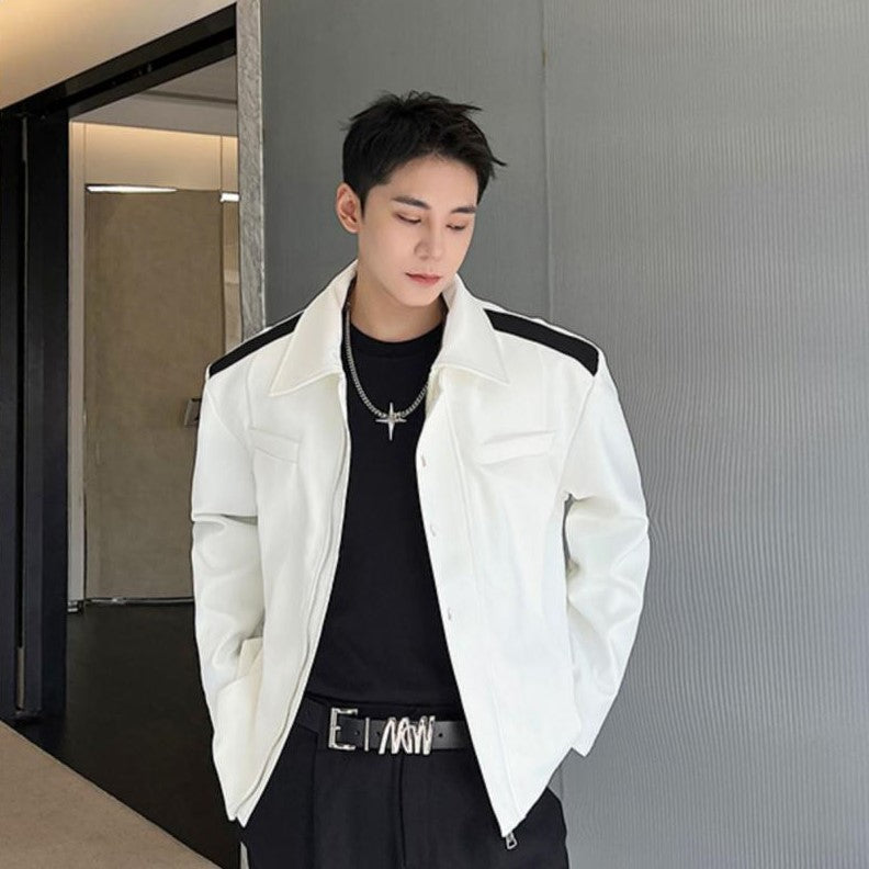 Black White Contrast Color Casual Jacket - INTOHYPEZONE
