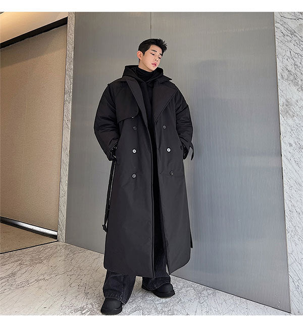 Double Breasted Over Knee Padded Coat - INTOHYPEZONE