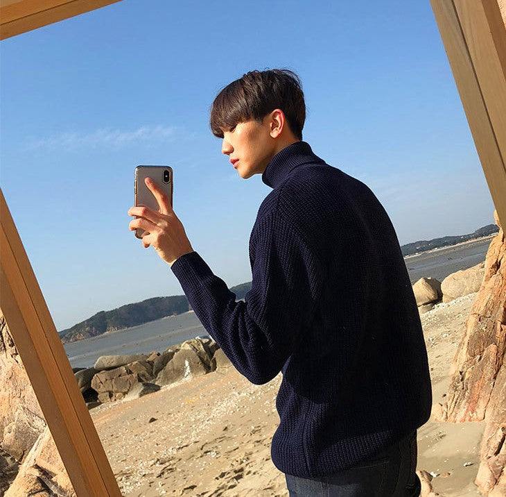 Pullover High Neck Loose Knit Sweatshirts - INTOHYPEZONE