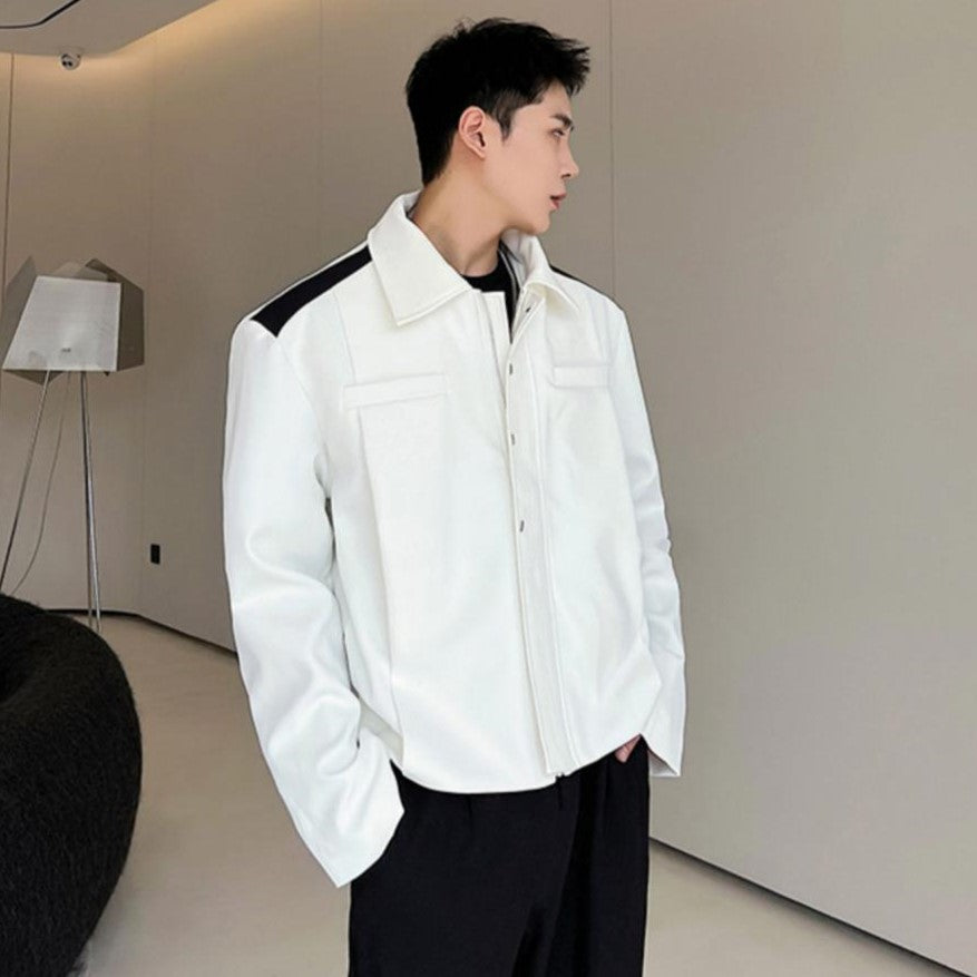 Black White Contrast Color Casual Jacket - INTOHYPEZONE