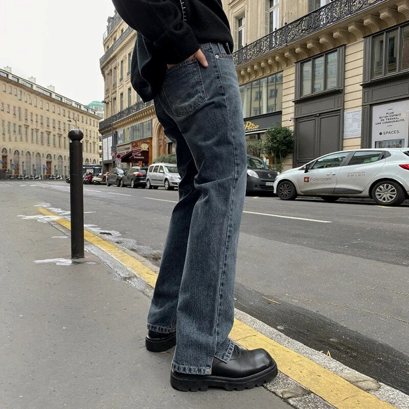 Split Bottoms Vintage Straight Jeans -INTOHYPEZONE