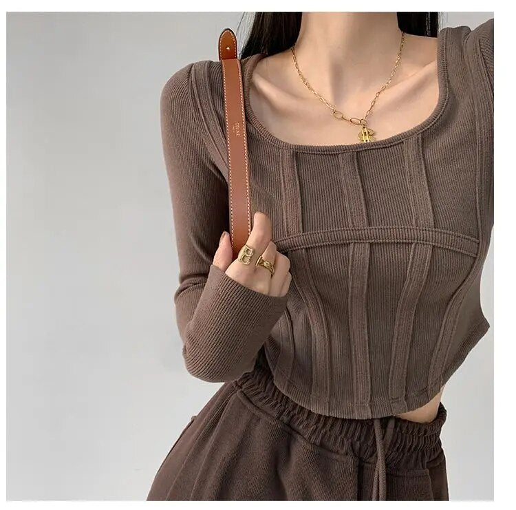 Vintage Long Sleeve Cropped Top - INTOHYPEZONE