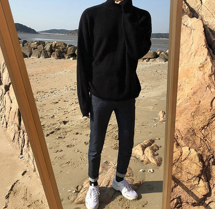 Pullover High Neck Loose Knit Sweatshirts - INTOHYPEZONE