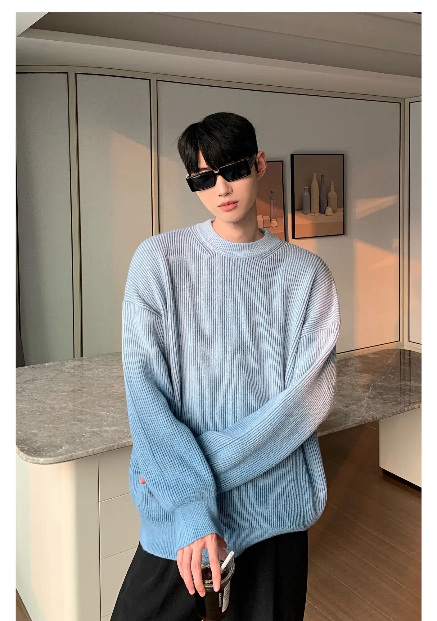 Gradient Color Round Neck Sweater - INTOHYPEZONE