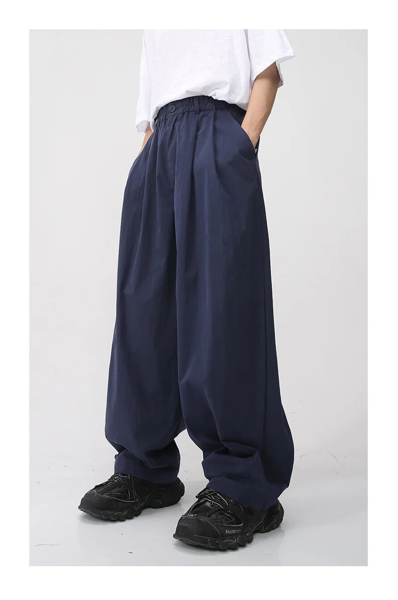 Elastic Waist Wide Casual Trousers - INTOHYPEZONE