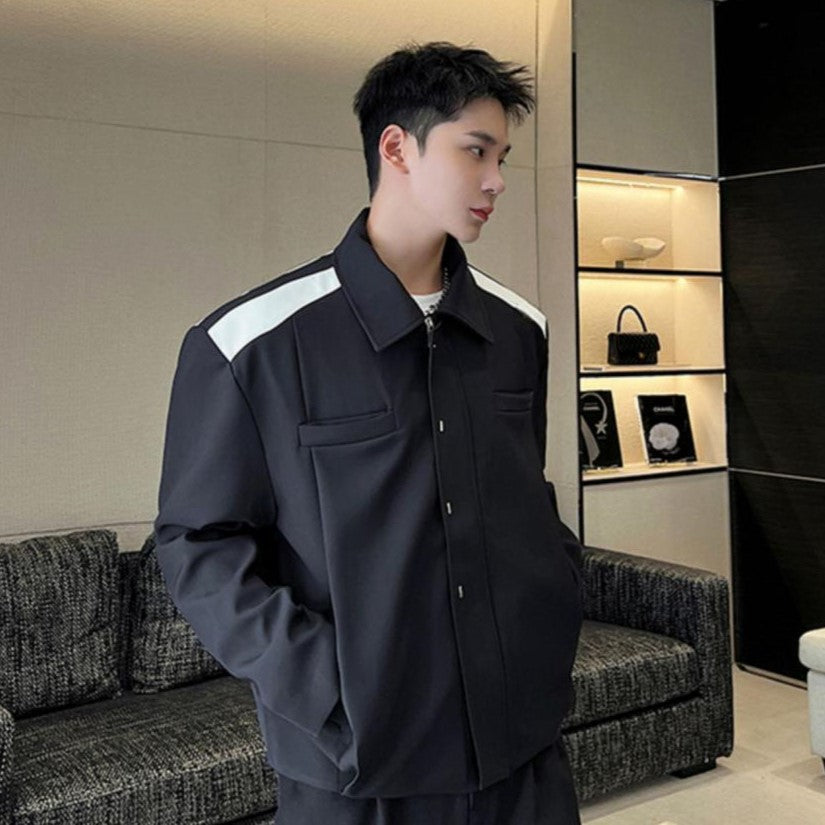 Black White Contrast Color Casual Jacket - INTOHYPEZONE