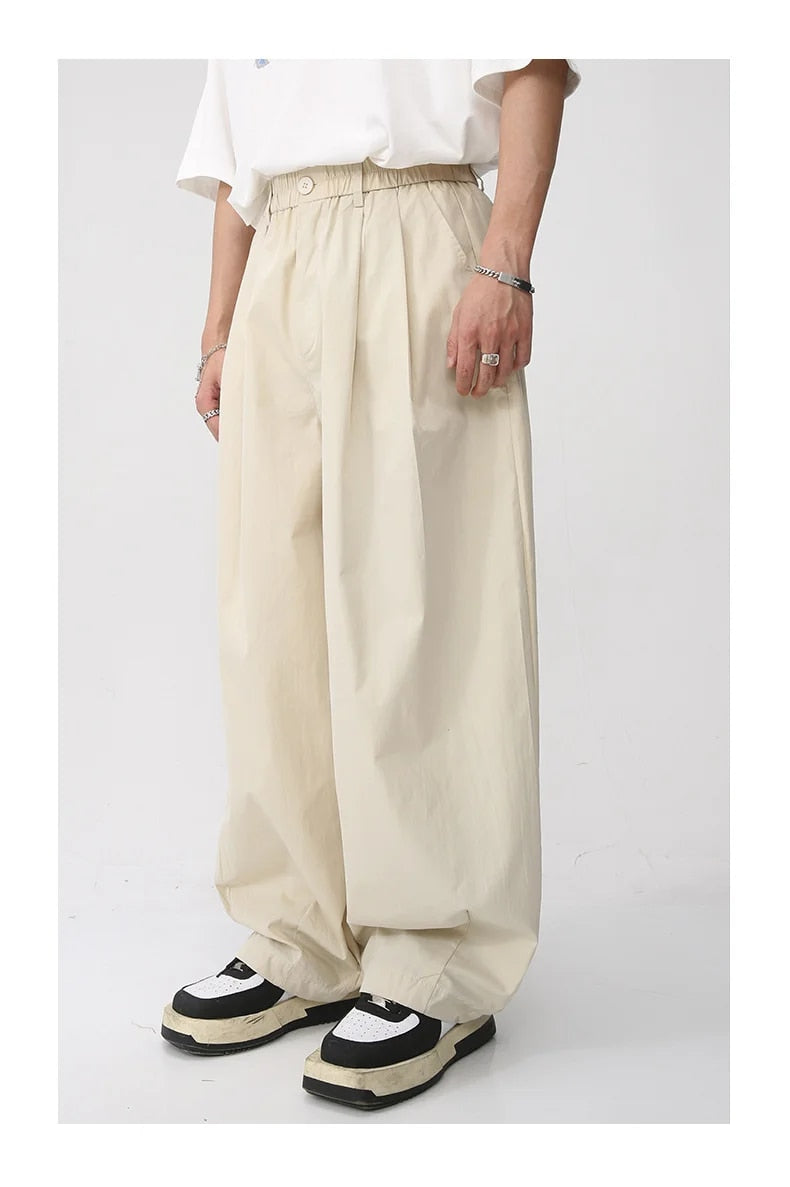 Elastic Waist Wide Casual Trousers - INTOHYPEZONE