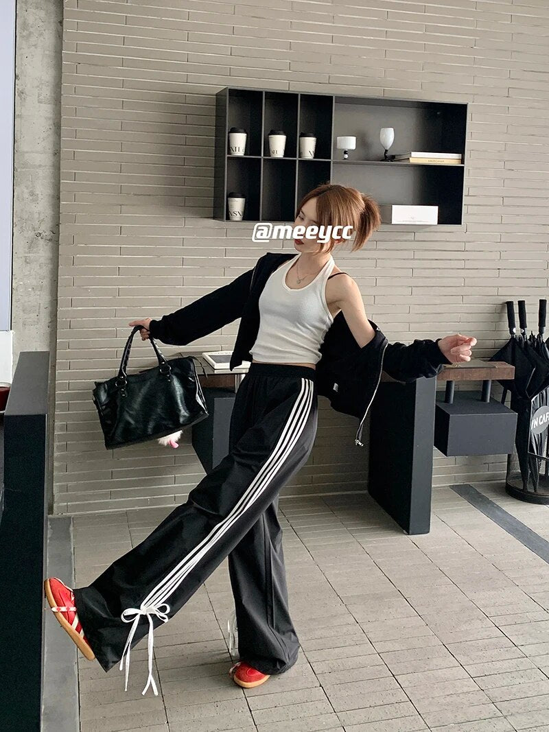 Black Stripe Casual Sweatpants - INTOHYPEZONE