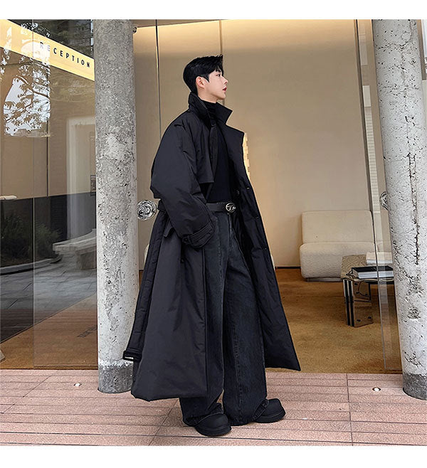 Double Breasted Over Knee Padded Coat - INTOHYPEZONE