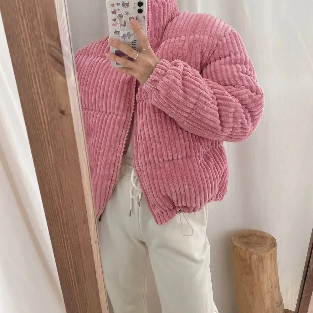 Corduroy Cropped Jackets - INTOHYPEZONE
