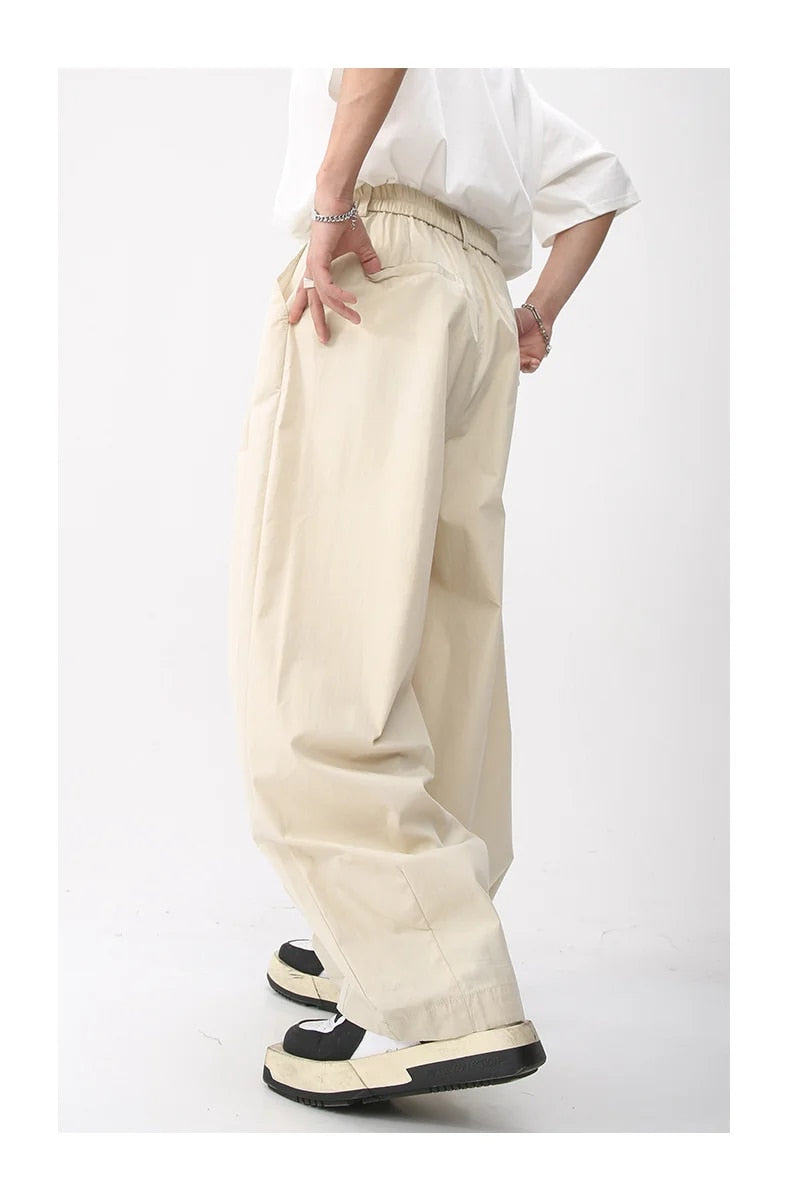 Elastic Waist Wide Casual Trousers - INTOHYPEZONE