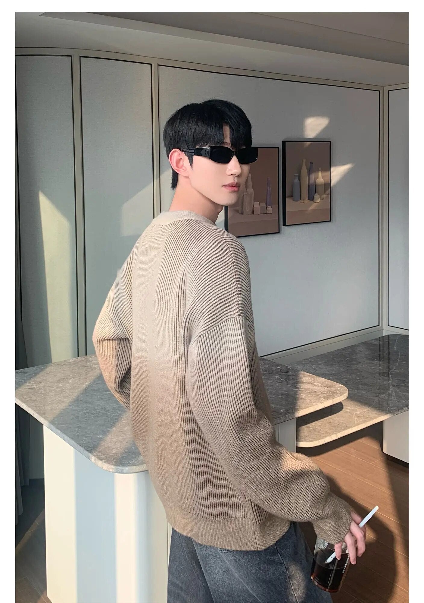 Gradient Color Round Neck Sweater - INTOHYPEZONE