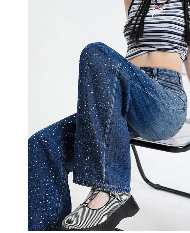 High Waist Gradient Straight Denim Pants - INTOHYPEZONE