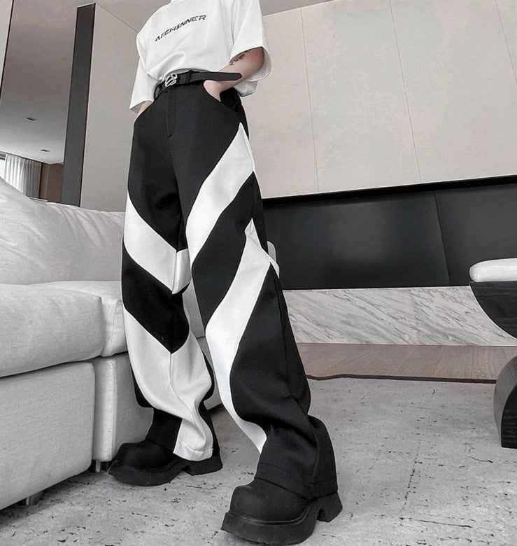 Contrast Color Baggy Casual Pants - INTOHYPEZONE