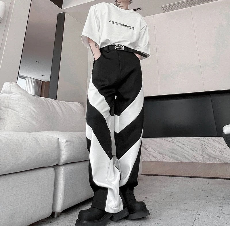 Contrast Color Baggy Casual Pants - INTOHYPEZONE