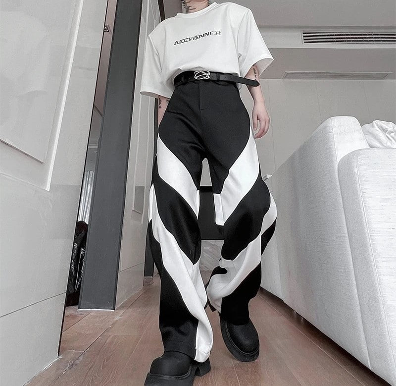 Contrast Color Baggy Casual Pants - INTOHYPEZONE
