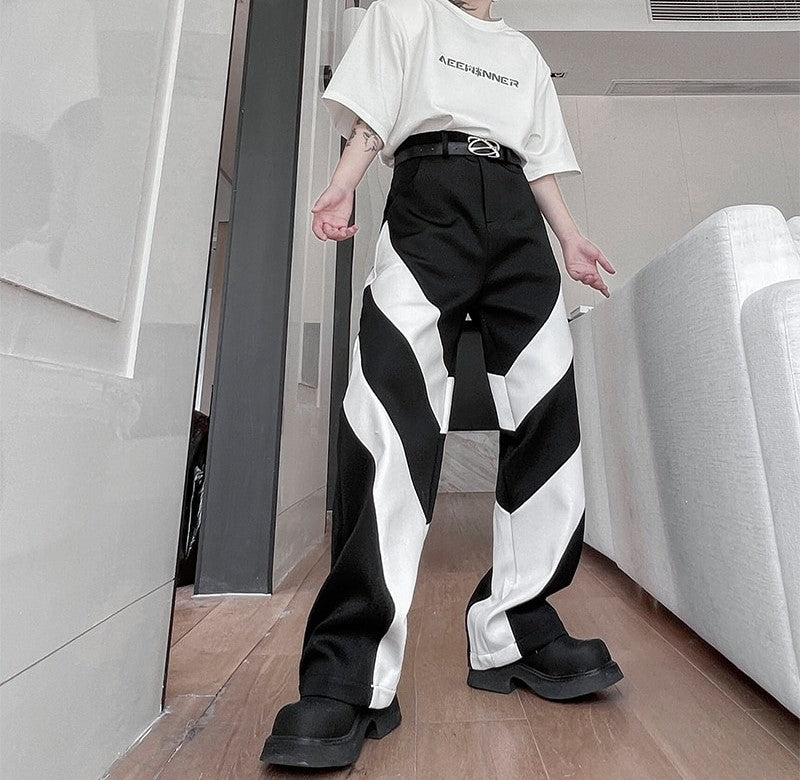 Contrast Color Baggy Casual Pants - INTOHYPEZONE