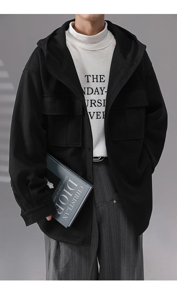 Hooded Woolen Short Jacket - INTOHYPEZONE