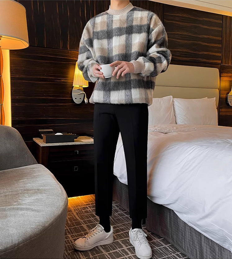 Plaid Long Sleeve Patchwork Sweatshirt - INTOHYPEZONE