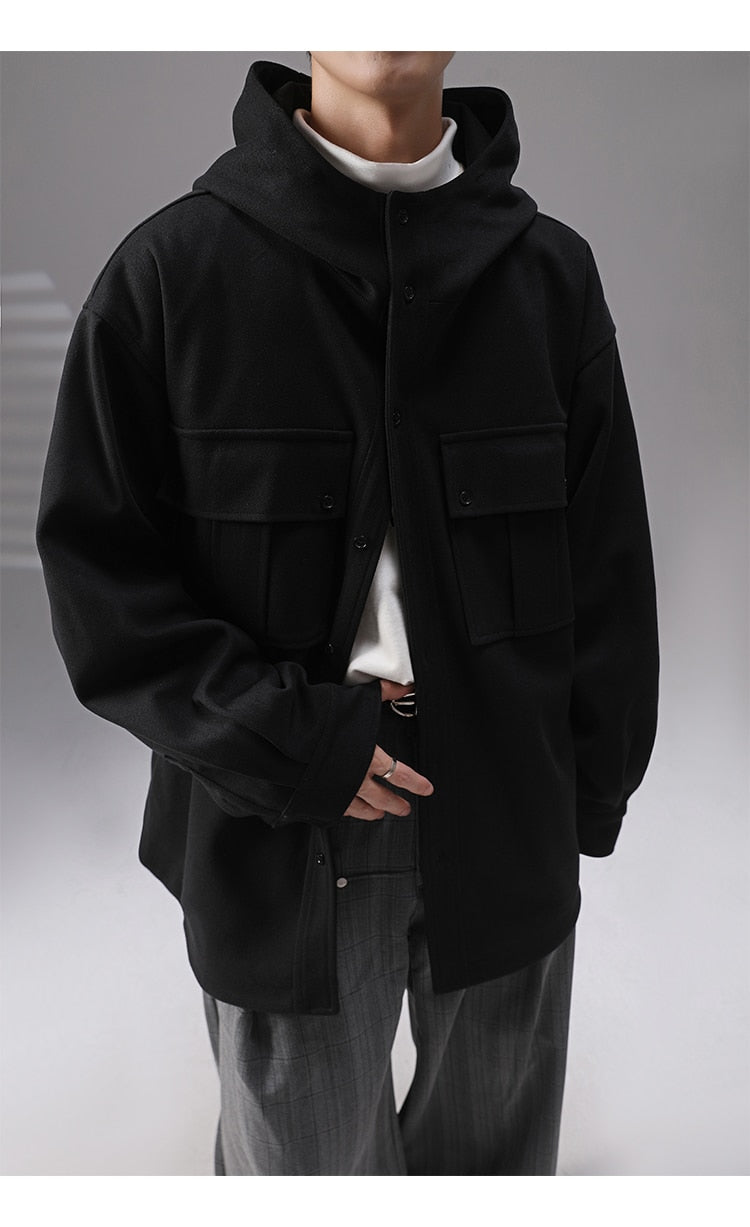 Hooded Woolen Short Jacket - INTOHYPEZONE