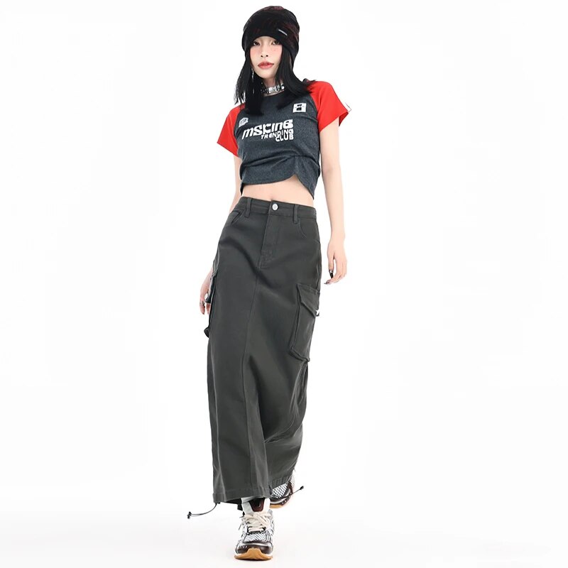 Flap Pocket Denim Skirt - INTOHYPEZONE