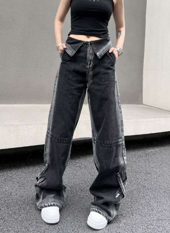 Grunge High Waist Denim Jeans - INTOHYPEZONE