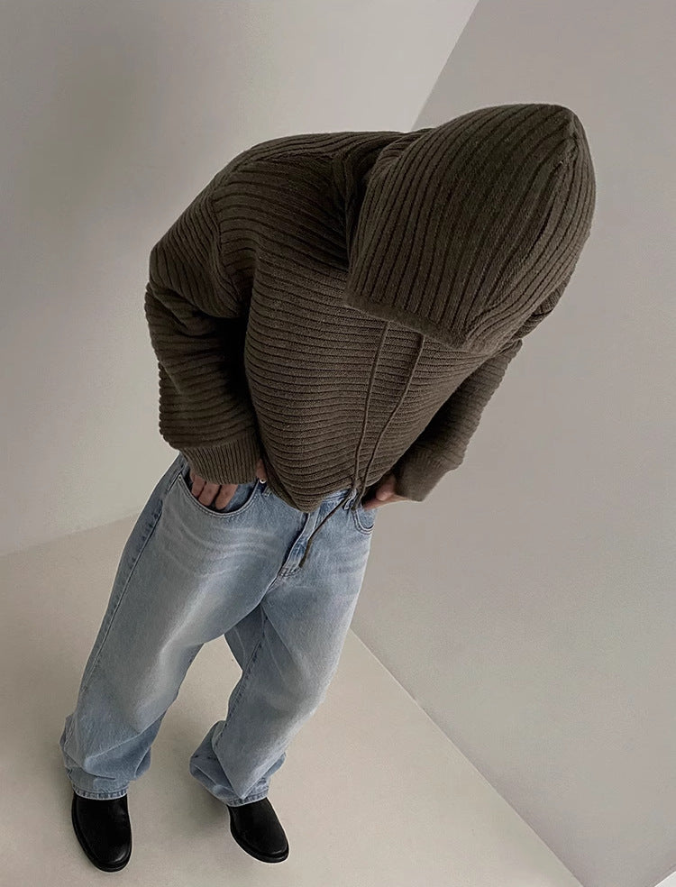 Hooded Knitted Thickened Sweater - INTOHYPEZONE