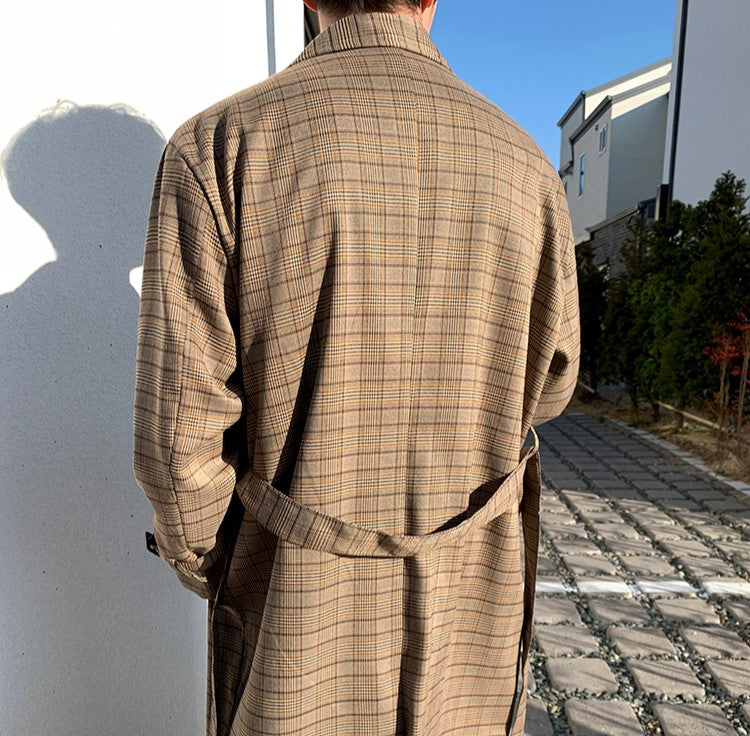 Plaid Print Double Breasted Coat - INTOHYPEZONE
