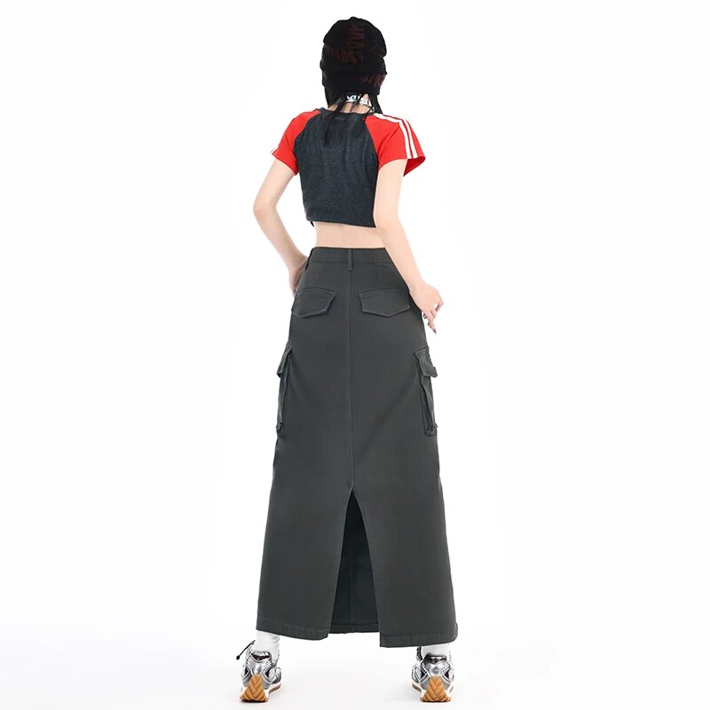 Flap Pocket Denim Skirt - INTOHYPEZONE