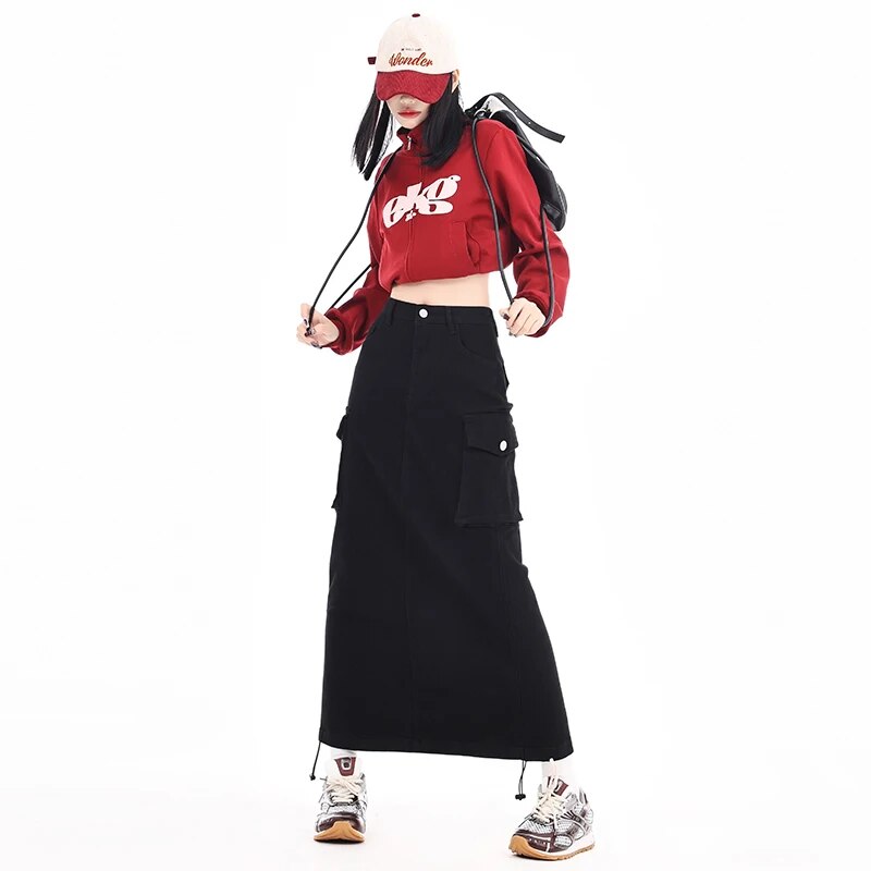 Flap Pocket Denim Skirt - INTOHYPEZONE