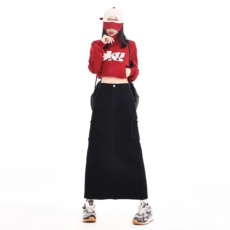 Flap Pocket Denim Skirt - INTOHYPEZONE