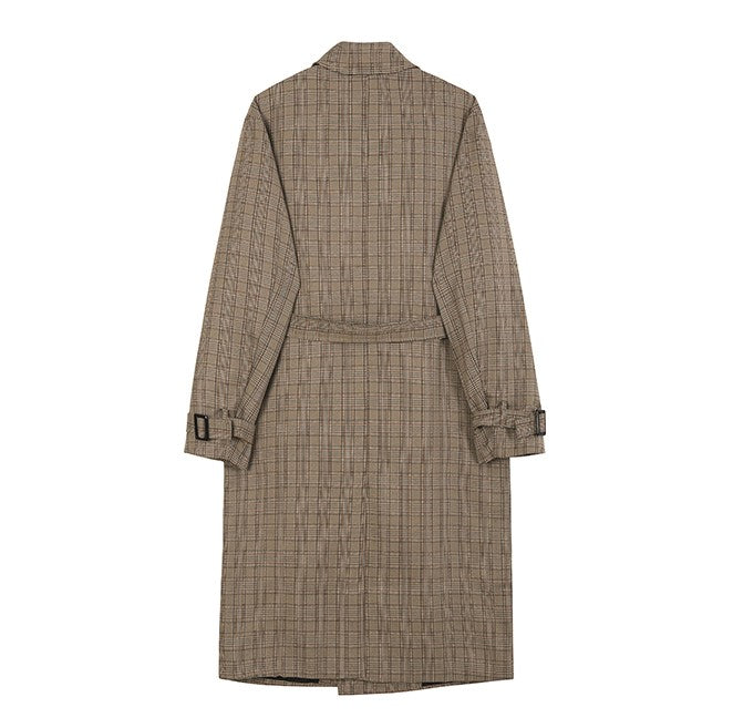 Plaid Print Double Breasted Coat - INTOHYPEZONE