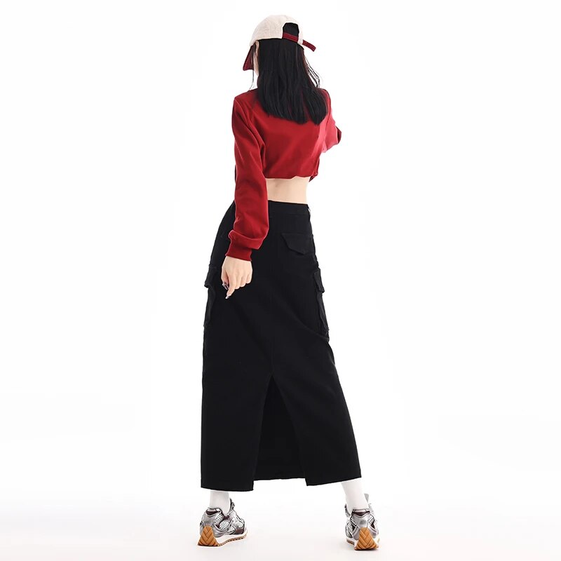Flap Pocket Denim Skirt - INTOHYPEZONE
