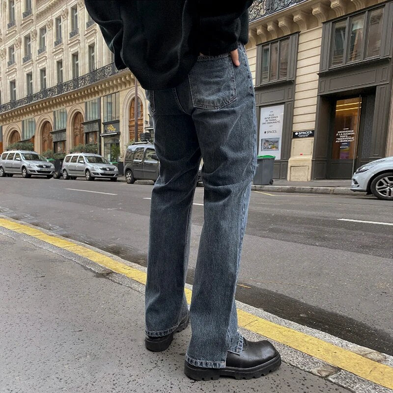Split Bottoms Vintage Straight Jeans -INTOHYPEZONE