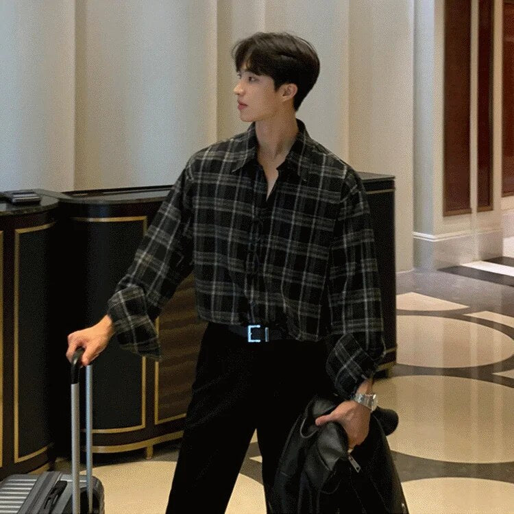 Plaid Long Sleeve Button Down Shirt - INTOHYPEZONE