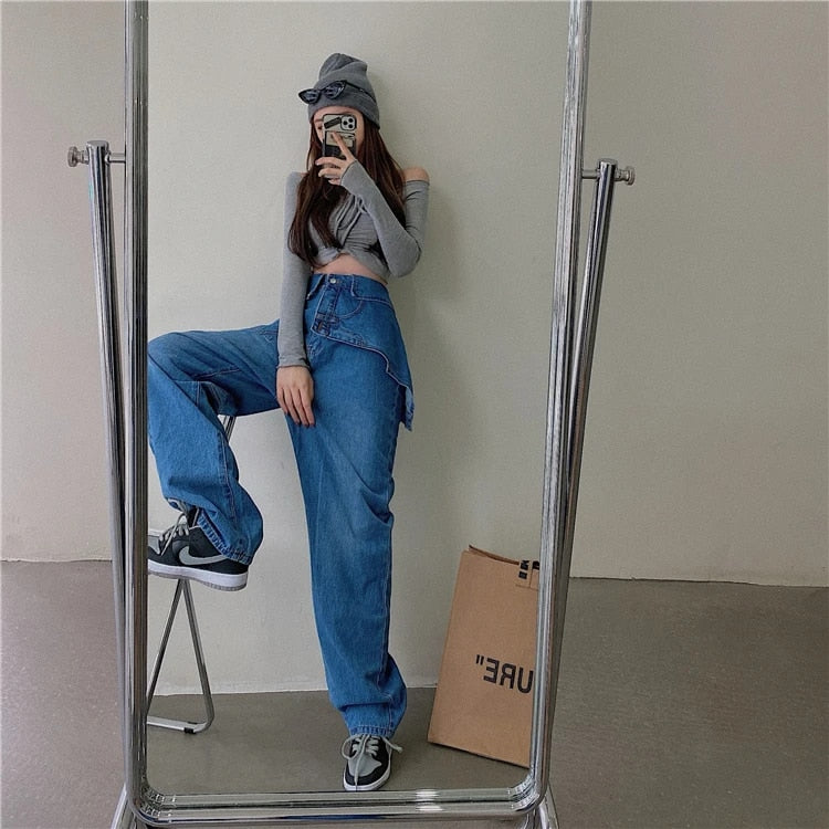 Blue Vintage Casual Patchwork Pants - INTOHYPEZONE