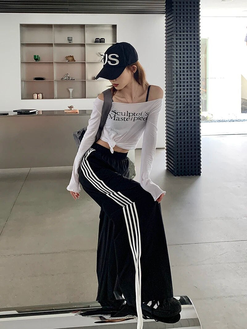 Black Stripe Casual Sweatpants - INTOHYPEZONE