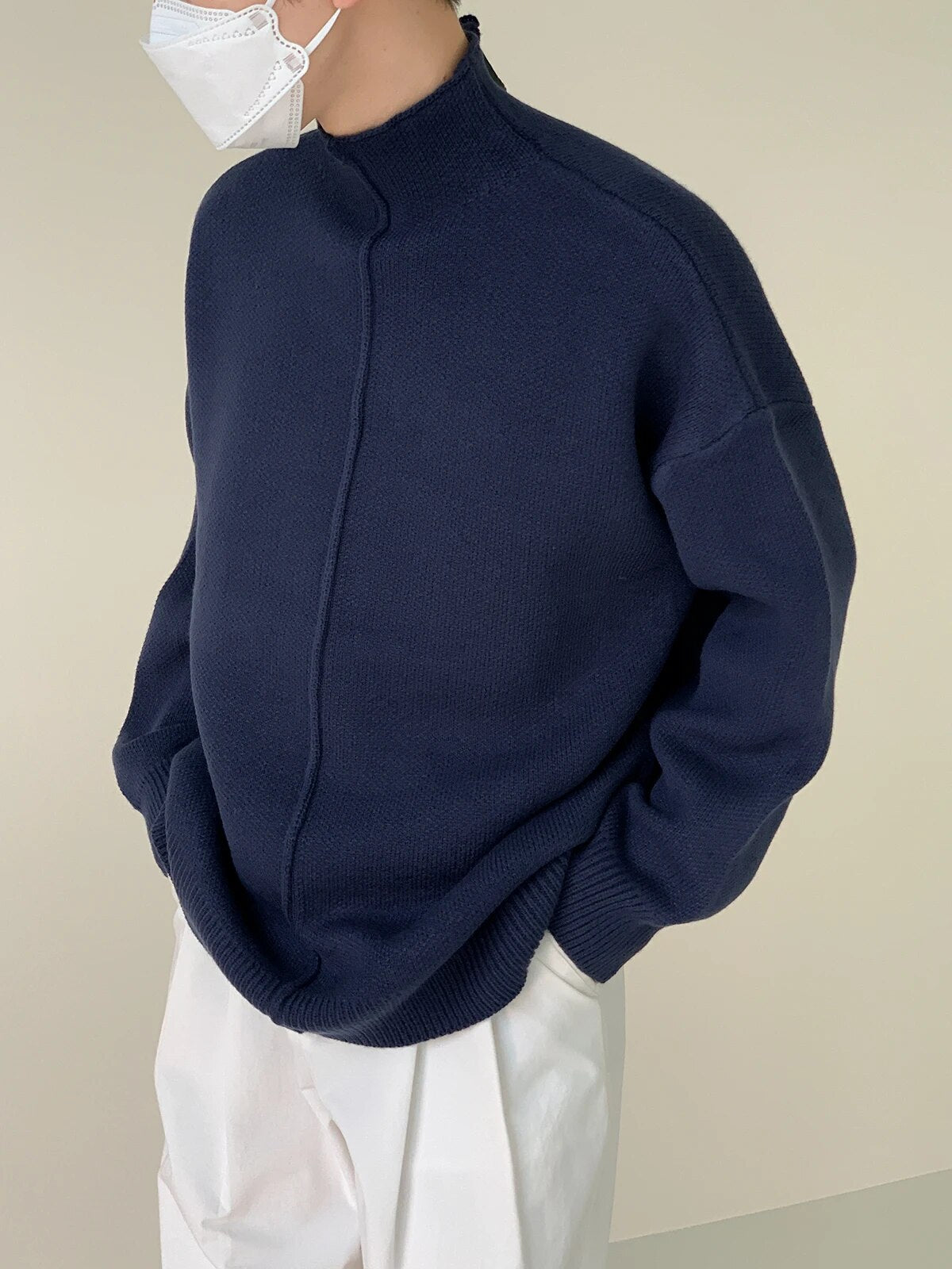 Mock Neck Pleated Pullover Sweater - INTOHYPEZONE