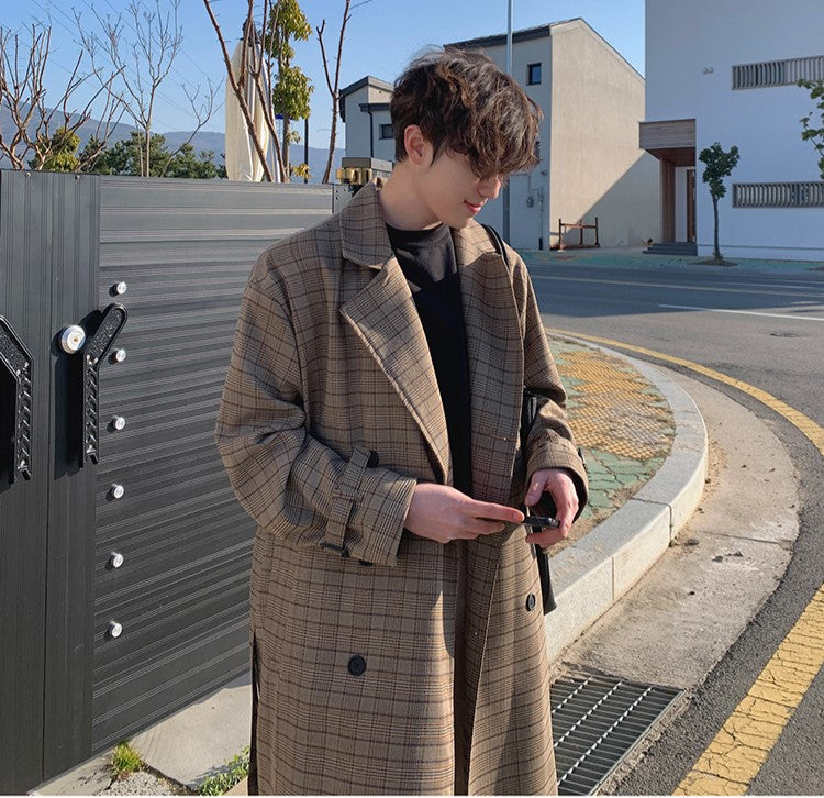 Plaid Print Double Breasted Coat - INTOHYPEZONE