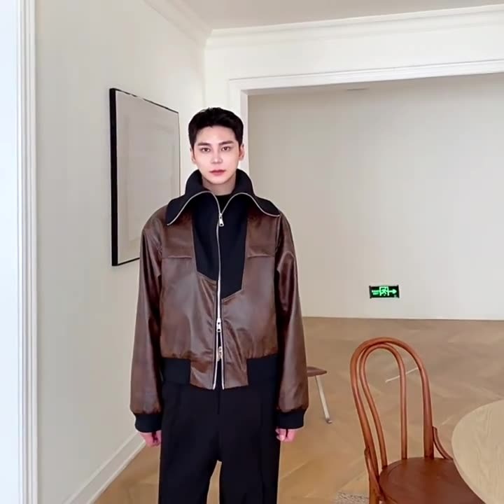 Stand Collar Leather Jacket - INTOHYPEZONE