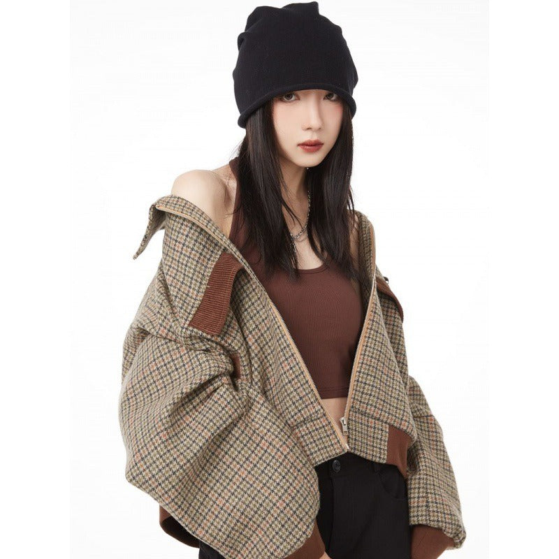 Striped Turn Down Collar Jacket - INTOHYPEZONE