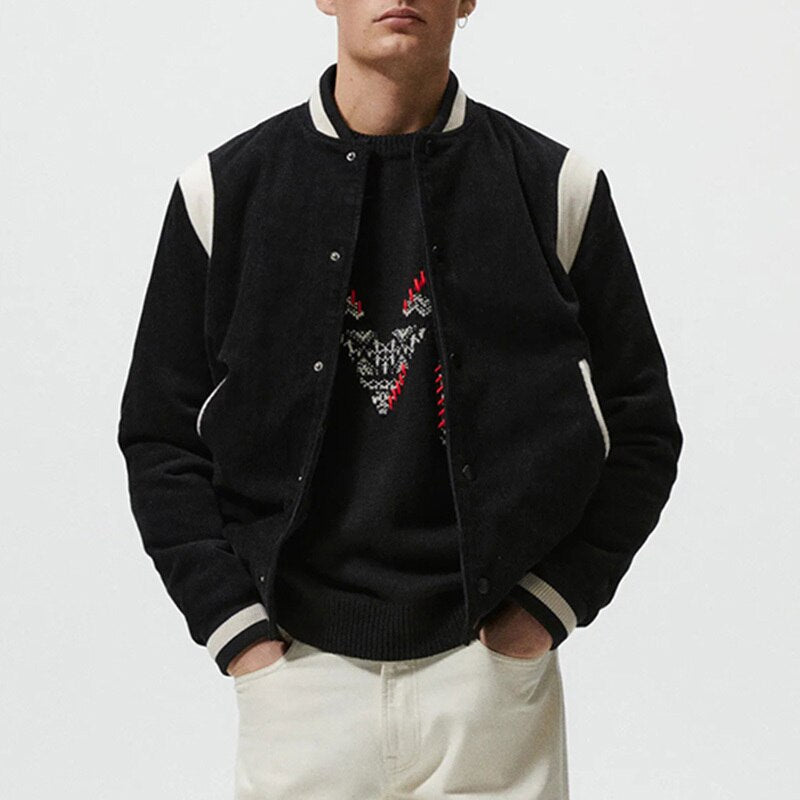 Single Breasted Corduroy Baseball Jacket