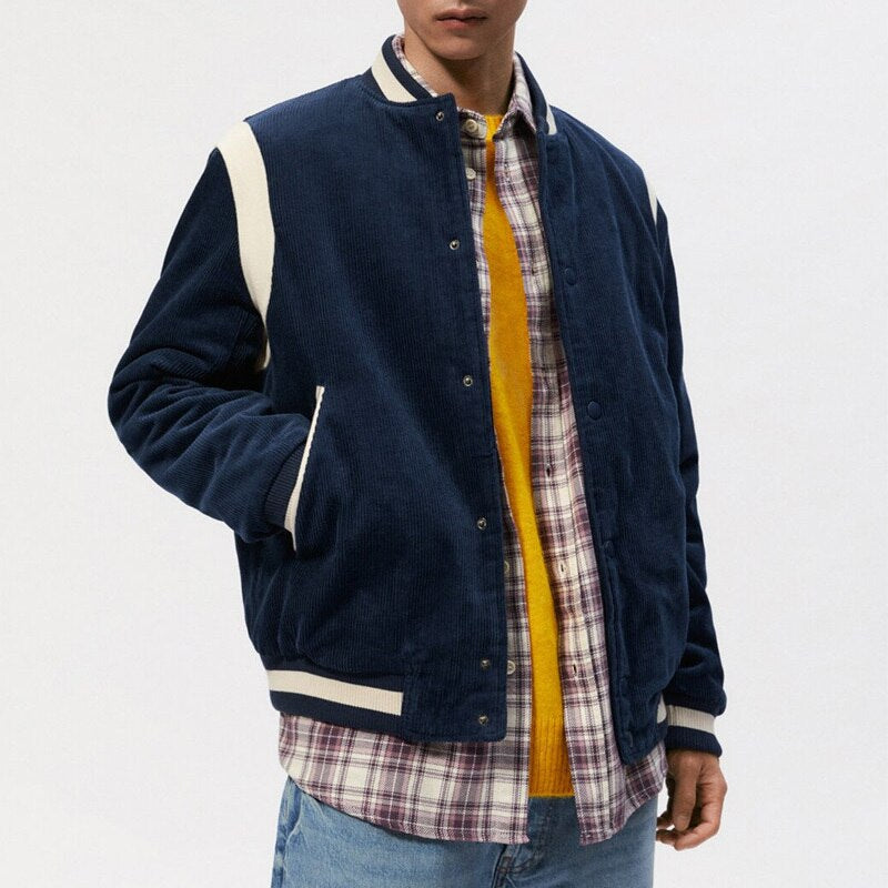 Single Breasted Corduroy Baseball Jacket
