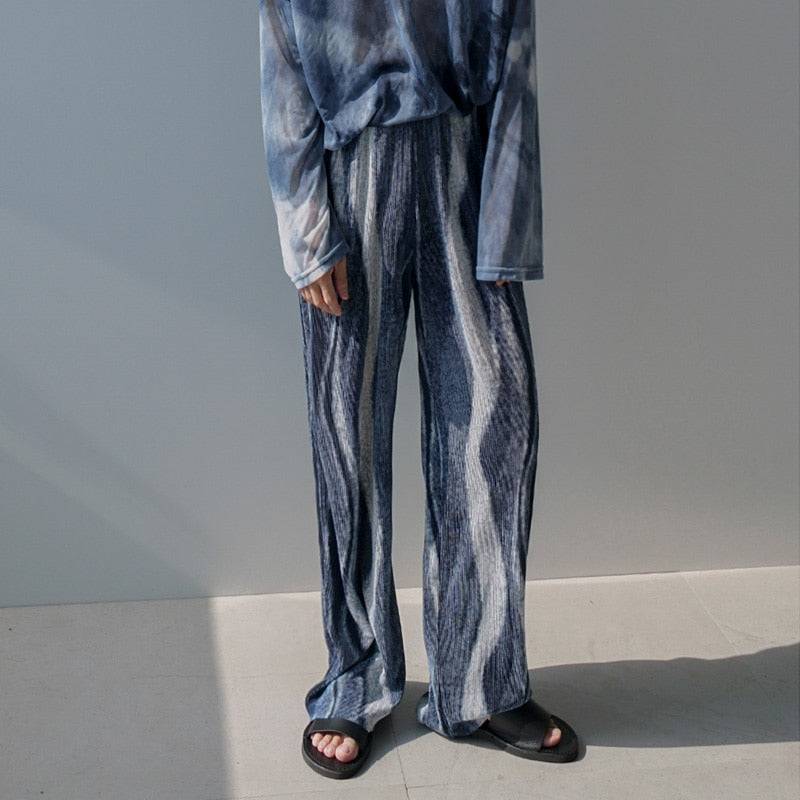 IRREGULAR PATTERN PLEATS PANTS - INTOHYPEZONE
