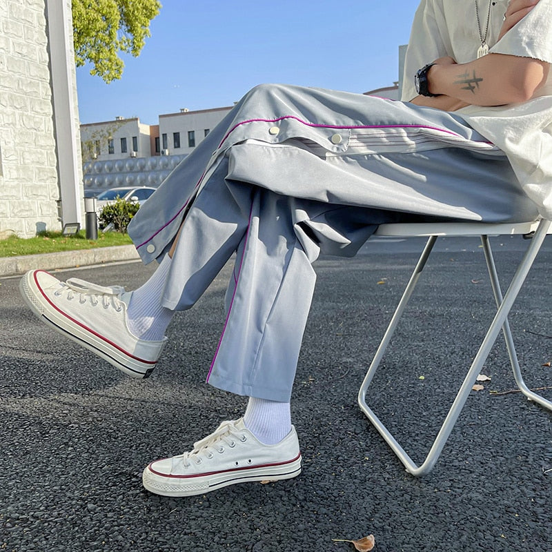 SNAP BUTTON WIDE LEG PANTS - INTOHYPEZONE