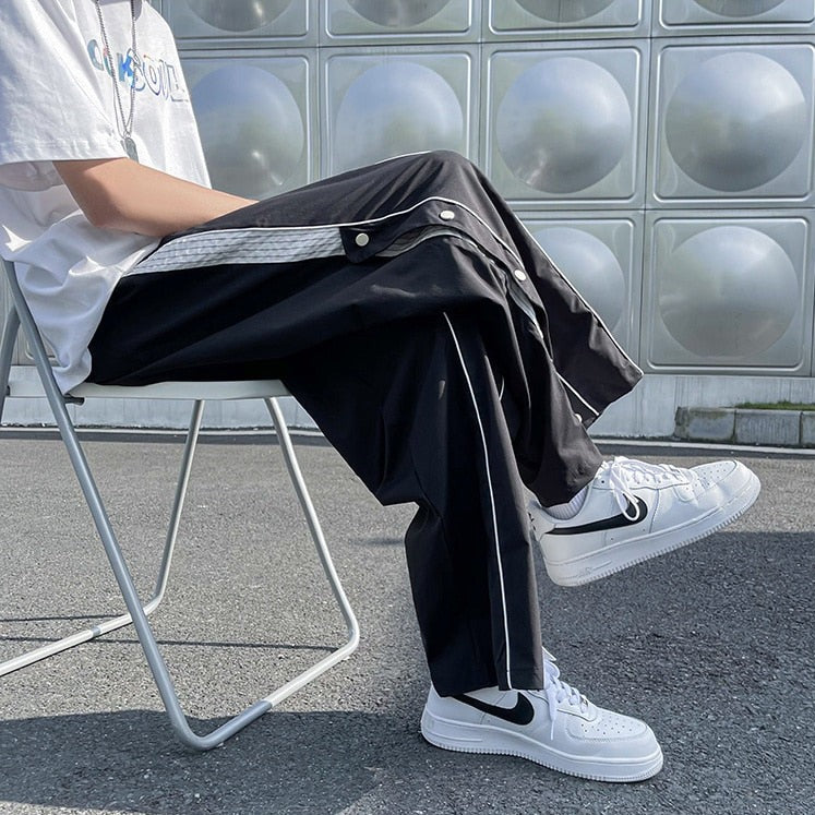 SNAP BUTTON WIDE LEG PANTS - INTOHYPEZONE