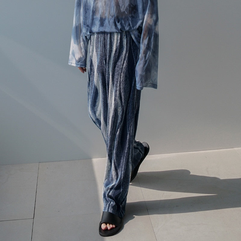 IRREGULAR PATTERN PLEATS PANTS - INTOHYPEZONE