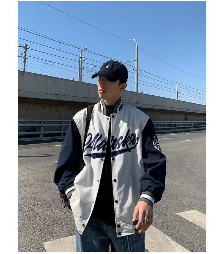 LETTER EMBROIDERY VARSITY JACKET - INTOHYPEZONE