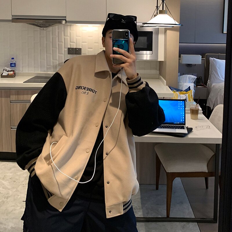 LAPEL COLLAR VARSITY JACKET - INTOHYPEZONE
