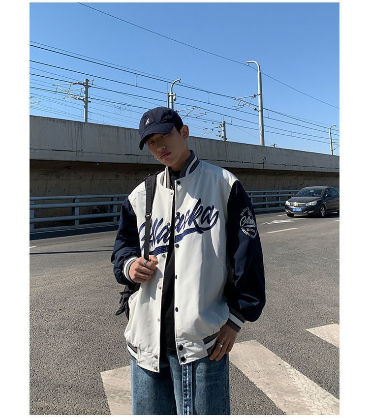 LETTER EMBROIDERY VARSITY JACKET - INTOHYPEZONE